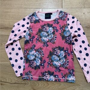 Mini Boden floral long sleeve polka dot 7-8 pink